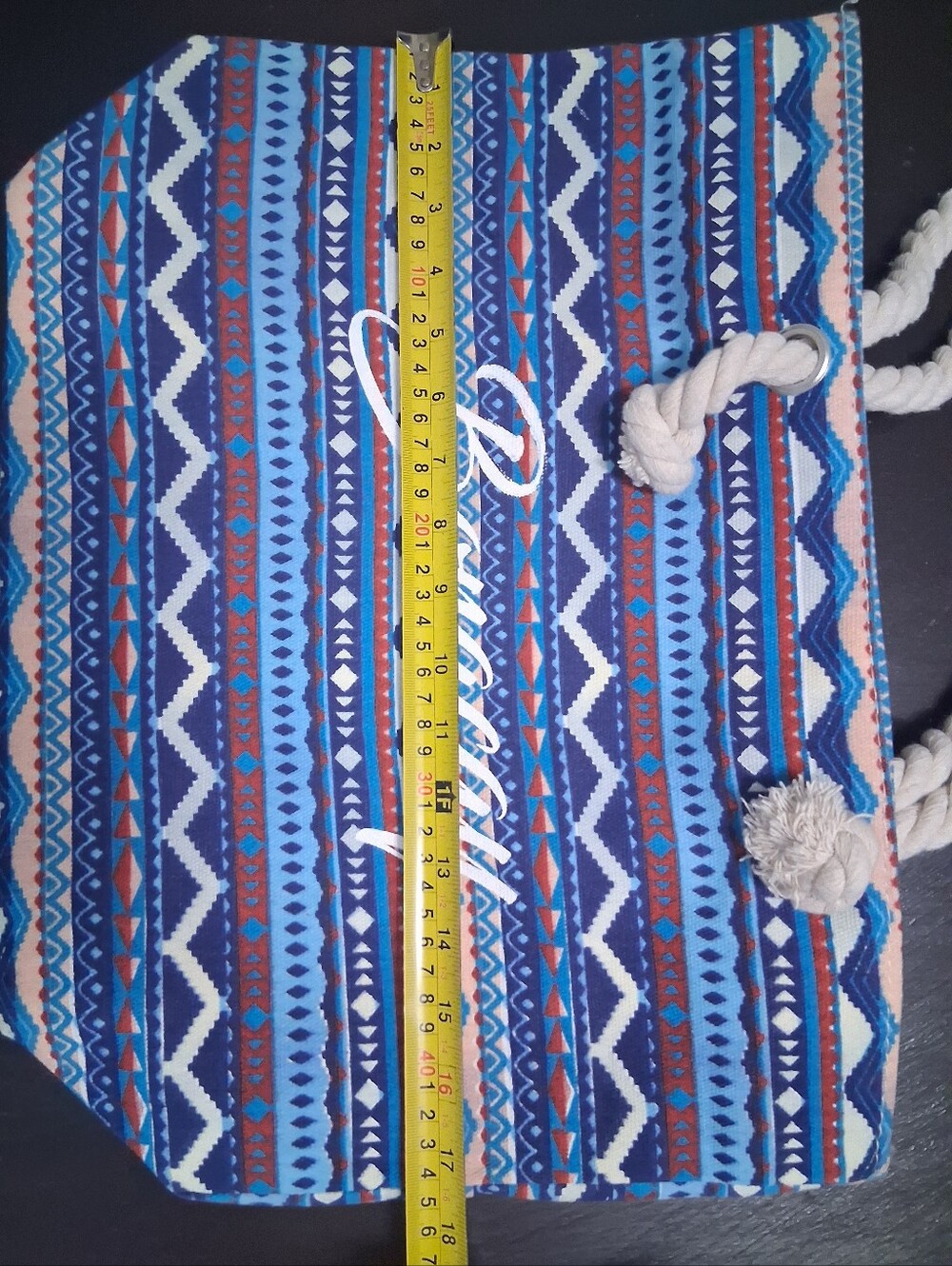 Boracay Blue Patterned Rope-Handle Beach Tote - Picture 4 of 6